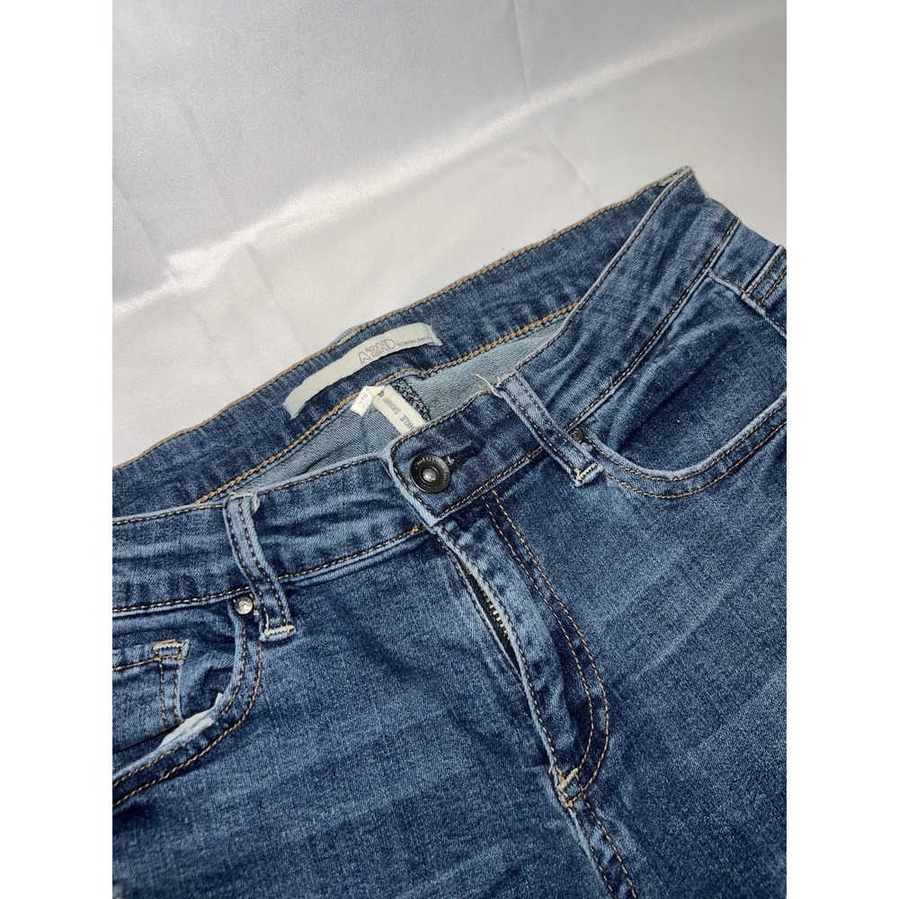 A'2nd Womens Ankle Skinny Distressed Raw Hem Jeans Size 9 Blue